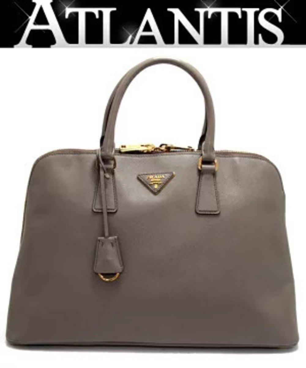 Prada handbag triangular Saffiano leather gray